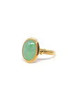 Baikalla Natural Apple-Green Jadeite Jade Oval Cabochon 18ky Gold Ring 