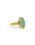 Baikalla Natural Apple-Green Jadeite Jade Oval Cabochon 18ky Gold Ring 
