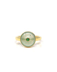 Baikalla Natural Icy Light Green Jadeite Jade "Ping An Kou" 18ky Gold Ring 