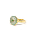 Baikalla Natural Icy Light Green Jadeite Jade "Ping An Kou" 18ky Gold Ring 