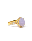 Baikalla Natural Lavender Jadeite Jade Oval Cabochon 18ky Gold Ring W/ Natural Diamonds 
