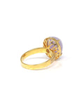 Baikalla Natural Lavender Jadeite Jade Oval Cabochon 18ky Gold Ring W/ Natural Diamonds 