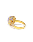 Baikalla Natural Lavender Jadeite Jade Oval Cabochon 18ky Gold Ring W/ Natural Diamonds 