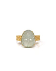 Baikalla Natural Icy Light Green Jadeite Jade "PiXiu" 18ky Gold Ring W/ Natural Diamonds 