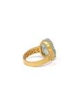 Baikalla Natural Icy Light Green Jadeite Jade "PiXiu" 18ky Gold Ring W/ Natural Diamonds 
