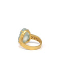 Baikalla Natural Icy Light Green Jadeite Jade "PiXiu" 18ky Gold Ring W/ Natural Diamonds 