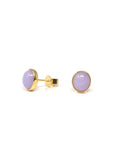 Baikalla Natural Lavender Jadeite Jade 18ky Gold Stud Earrings