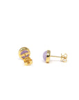 Baikalla Natural Lavender Jadeite Jade 18ky Gold Stud Earrings