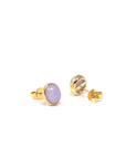 Baikalla Natural Lavender Jadeite Jade 18ky Gold Stud Earrings