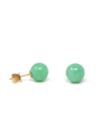 Baikalla Natural Vibrant Apple-Green Jadeite Jade 18ky Gold Stud Earrings