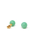 Baikalla Natural Vibrant Apple-Green Jadeite Jade 18ky Gold Stud Earrings