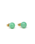 Baikalla Natural Vibrant Apple-Green Jadeite Jade 18ky Gold Stud Earrings