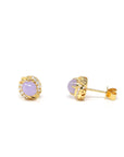 Baikalla 18ky Gold Natural Lavender Jadeite Jade Stud Earrings W/ Natural Diamonds