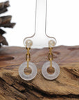 Baikalla Natural Icy Jadeite Jade "Ping An Kou"  18ky Gold Paper Clip Dangle Earrings