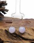 Baikalla Natural Lavender Jadeite Jade Dangle Earrings W/ 18kr Gold & Natural Diamonds
