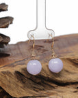 Baikalla Natural Lavender Jadeite Jade Dangle Earrings W/ 18kr Gold & Natural Diamonds