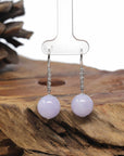 Baikalla Natural Lavender Jadeite Jade Dangle Earrings W/ 18kw Gold & Natural Diamonds