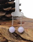 Baikalla Natural Lavender Jadeite Jade Dangle Earrings W/ 18kw Gold & Natural Diamonds