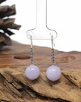 Baikalla Natural Lavender Jadeite Jade Dangle Earrings W/ 18kw Gold & Natural Diamonds