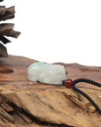 Baikalla PiXiu "Fortune Beast" Natural White & Green Jadeite Jade Pendant Necklace