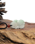 Baikalla PiXiu "Fortune Beast" Natural White & Green Jadeite Jade Pendant Necklace