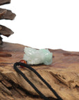 Baikalla PiXiu "Fortune Beast" Natural White & Green Jadeite Jade Pendant Necklace