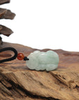 Baikalla PiXiu "Fortune Beast" Natural White & Green Jadeite Jade Pendant Necklace