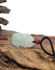Baikalla PiXiu "Fortune Beast" Natural White & Green Jadeite Jade Pendant Necklace