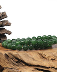 Baikalla Natural Forest-Green Nephrite Jade Round Bead Bracelet (9.6mm)
