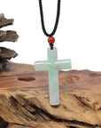 Baikalla Natural Apple-Green & Grey Wuji Jadeite Jade Cross Pendant