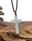 Baikalla Natural Apple-Green & Grey Wuji Jadeite Jade Cross Pendant