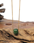 Baikalla "Good Luck Button" Deep Green Nephrite Jade TongTong Pendant Necklace