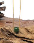 Baikalla "Good Luck Button" Deep Green Nephrite Jade TongTong Pendant Necklace