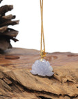 Baikalla 18K Yellow Gold "Lotus Flower" Natural  Lavender Jadeite Jade Pendant W/ Natural Diamonds