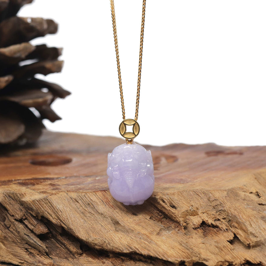 Baikalla 18K Yellow Gold "PiXiu" Natural Lavender Jadeite Jade Pendant