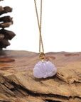 Baikalla 18K Yellow Gold "Lotus Flower" Natural Lavender Jadeite Jade Pendant W/ Natural Diamond