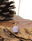 Baikalla 18K Yellow Gold "TongTong" (Good Luck Button) Natural Vixen Lavender Jadeite Jade Pendant W/ Natural Diamonds