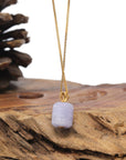 Baikalla 18K Yellow Gold "TongTong" (Good Luck Button) Natural Vixen Lavender Jadeite Jade Pendant W/ Natural Diamonds