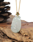 Baikalla 18K Yellow Gold "Ruyi" Natural Icy Light Green Jadeite Jade Pendant W/ Natural Diamonds
