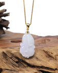 Baikalla 18K Yellow Gold "Cabbage" Natural Light Lavender Jadeite Jade Pendant