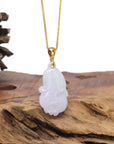 Baikalla 18K Yellow Gold "Cabbage" Natural Light Lavender Jadeite Jade Pendant