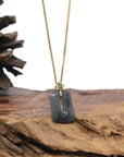 Baikalla 18k Yellow Gold Icy Black Wuji Jadeite Jade Pendant W/ Imperial Green Jade