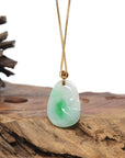 Baikalla 18K Yellow Gold "Ruyi" Natural Icy White & Vibrant Green Jadeite Jade Pendant