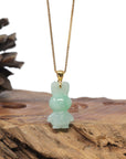 Baikalla 18k Yellow Gold "Lucky Bunny" Icy Green Jadeite Jade Pendant