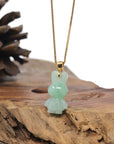 Baikalla 18k Yellow Gold "Lucky Bunny" Icy Green Jadeite Jade Pendant