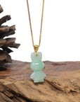 Baikalla 18k Yellow Gold "Lucky Bunny" Icy Green Jadeite Jade Pendant