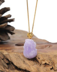 Baikalla Natural Vixen Lavender Jadeite Jade "PiXiu" Pendant W/ 18ky Gold Bail