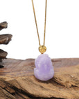 Baikalla Natural Vixen Lavender Jadeite Jade "PiXiu" Pendant W/ 18ky Gold Bail
