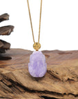 Baikalla Natural Vixen Lavender Jadeite Jade "PiXiu" Pendant W/ 18ky Gold Bail
