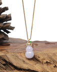 Baikalla Natural Light Lavender Jadeite Jade "Hulu" Pendant W/ 18ky Gold Bail & Natural Diamonds